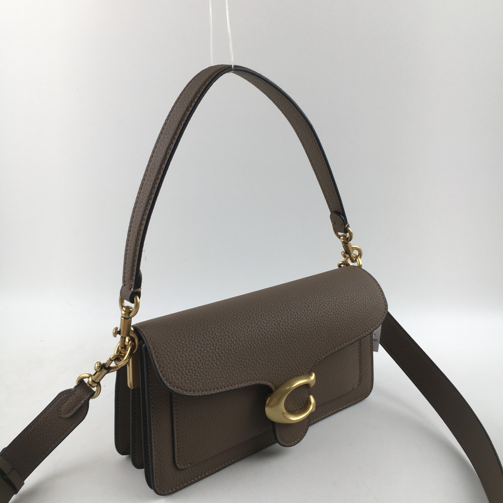 COACH CH857 Tabby Shoulder Bag 26 Polished Pebble Leather Dark Brown Outlet New