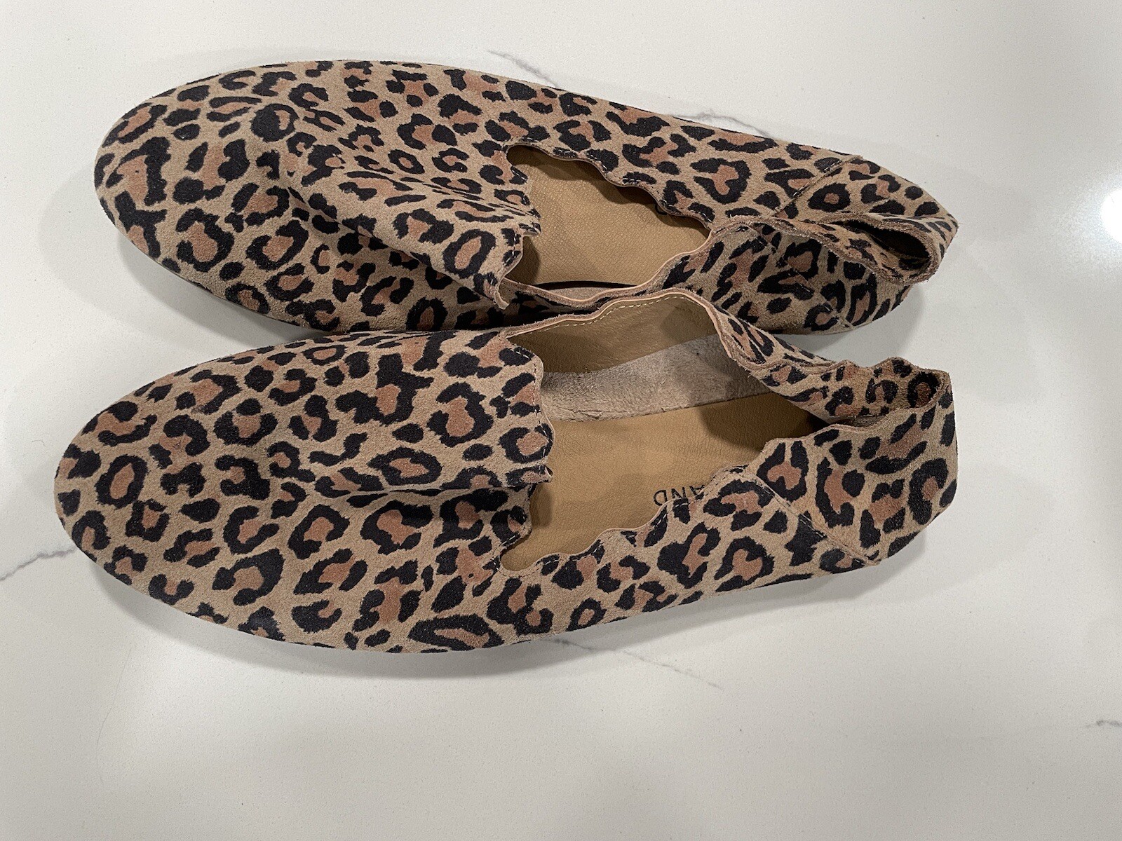 Lucky Brand Shoes Womens Sz 9.5 M Slip On Brown Suede Leopard Print Casual SHB