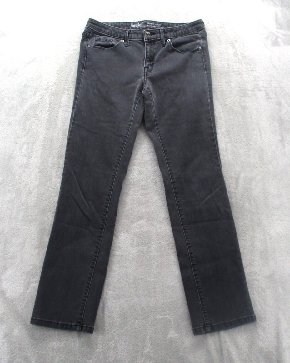 Mossimo Denim Straight Leg Jeans Women’s 8 Gray Charcoal Wash Stretch Low-Rise