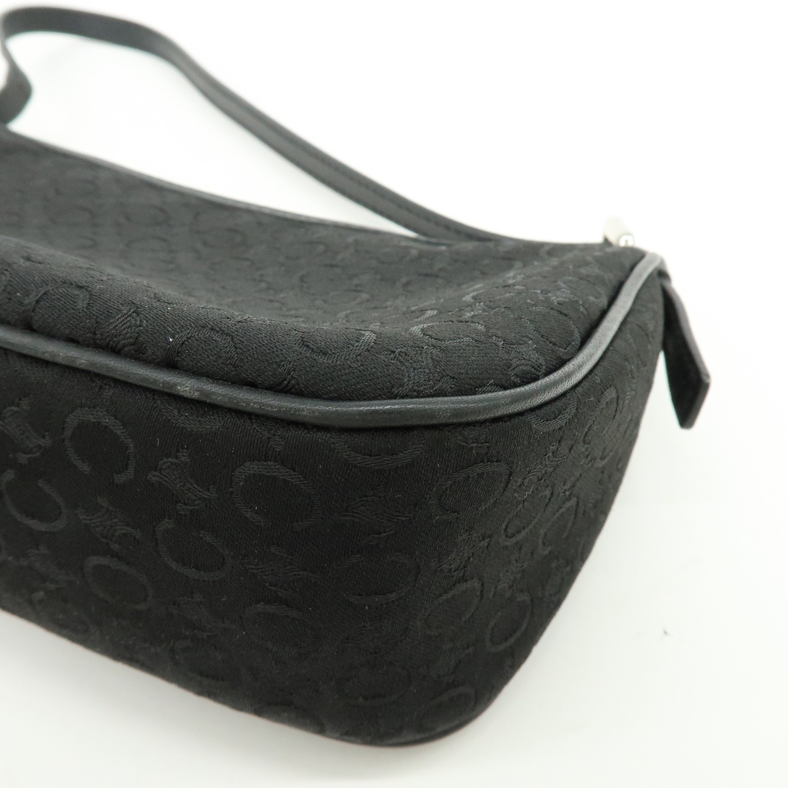 CELINE C Macadam Leather Shoulder Hand Bag Accessory Pouch Black Auth Used F/S