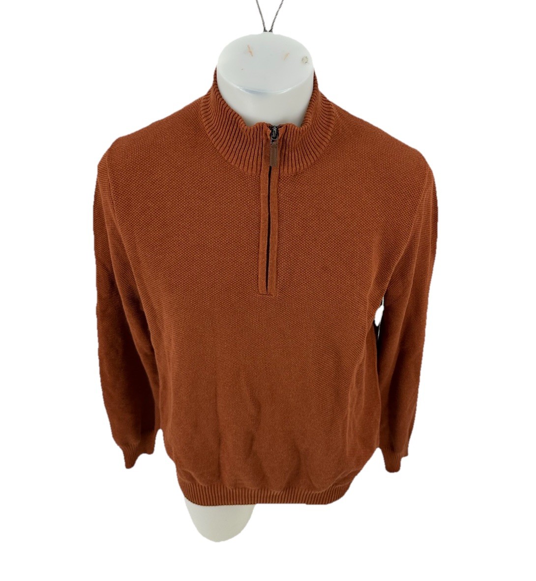 NEW Club Room Large Men 1/4 Zip Pullover Sweater In Royal Orange 11-4k