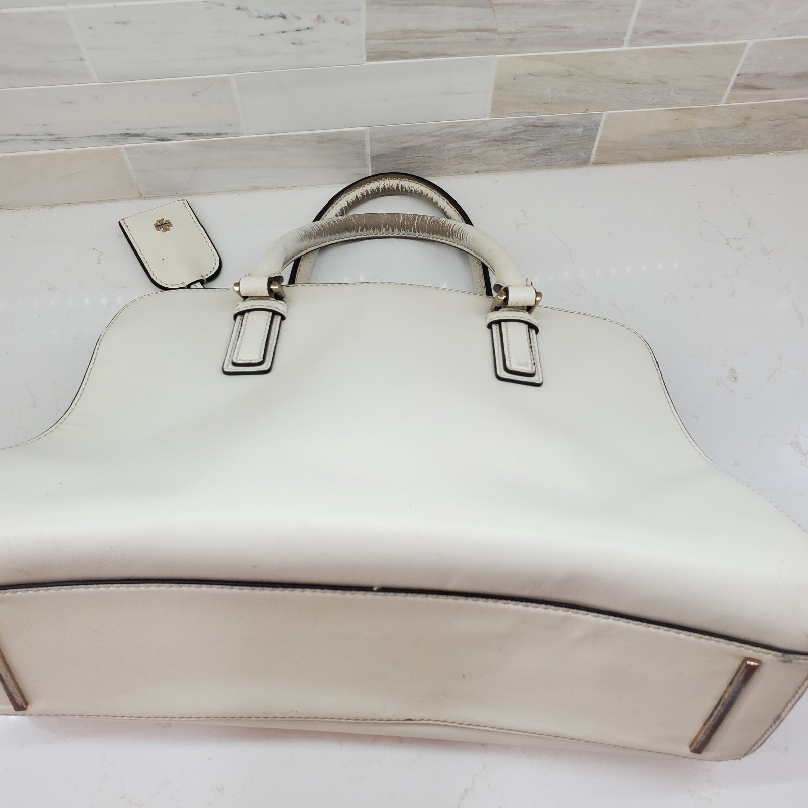 Tory Burch Curved Robinson Color Block Wear To Handles $408.10 Receipt Inside