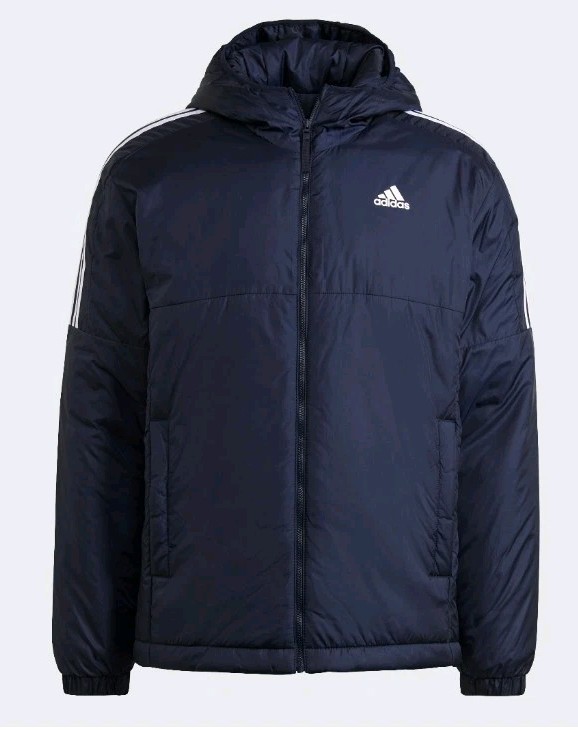 Adidas Logo Men’s Essentials Insulated Hooded Jacket Legend Ink Size M New