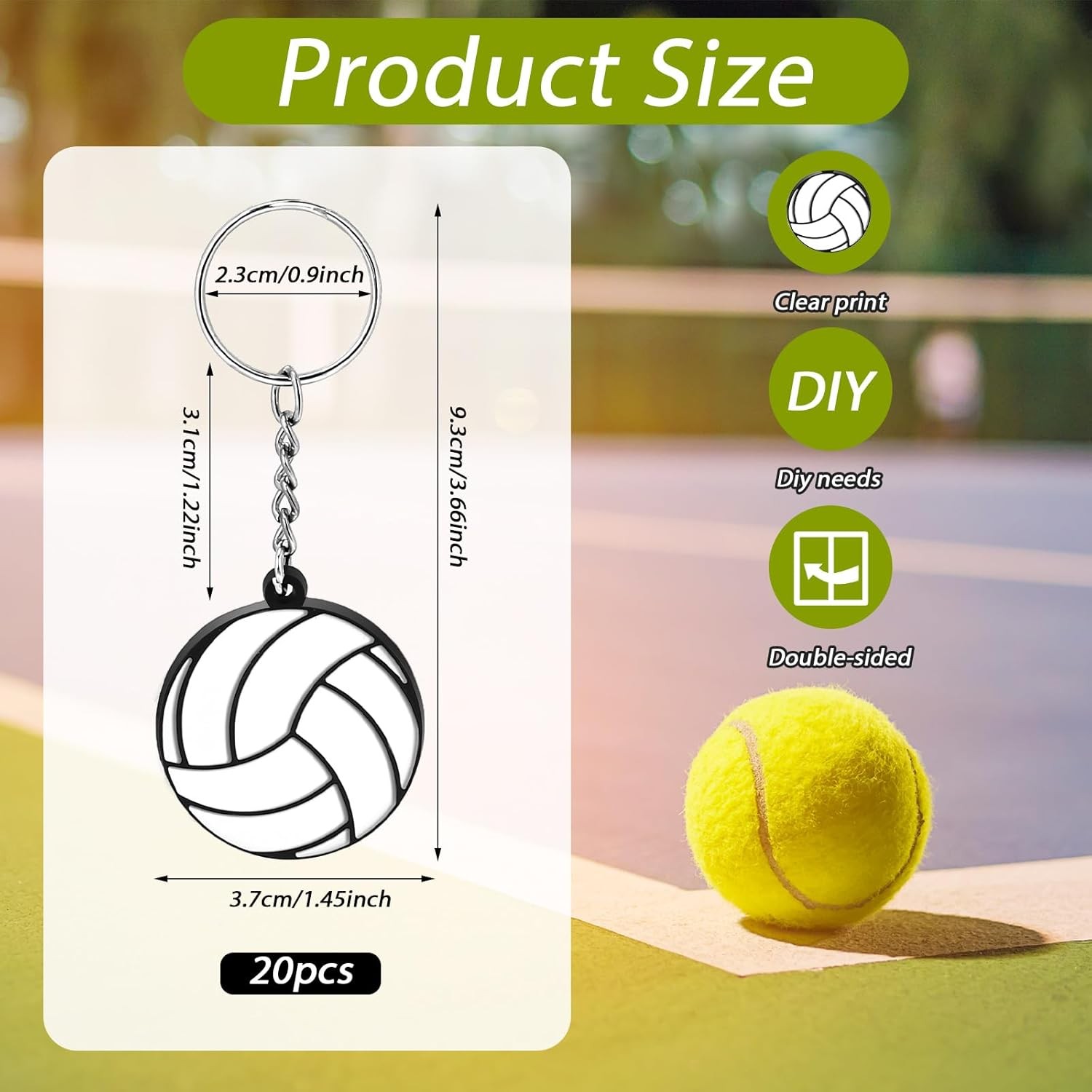 20pcs Volleyball Keychains Sports Team Gifts Party Favors School Reward Birthday