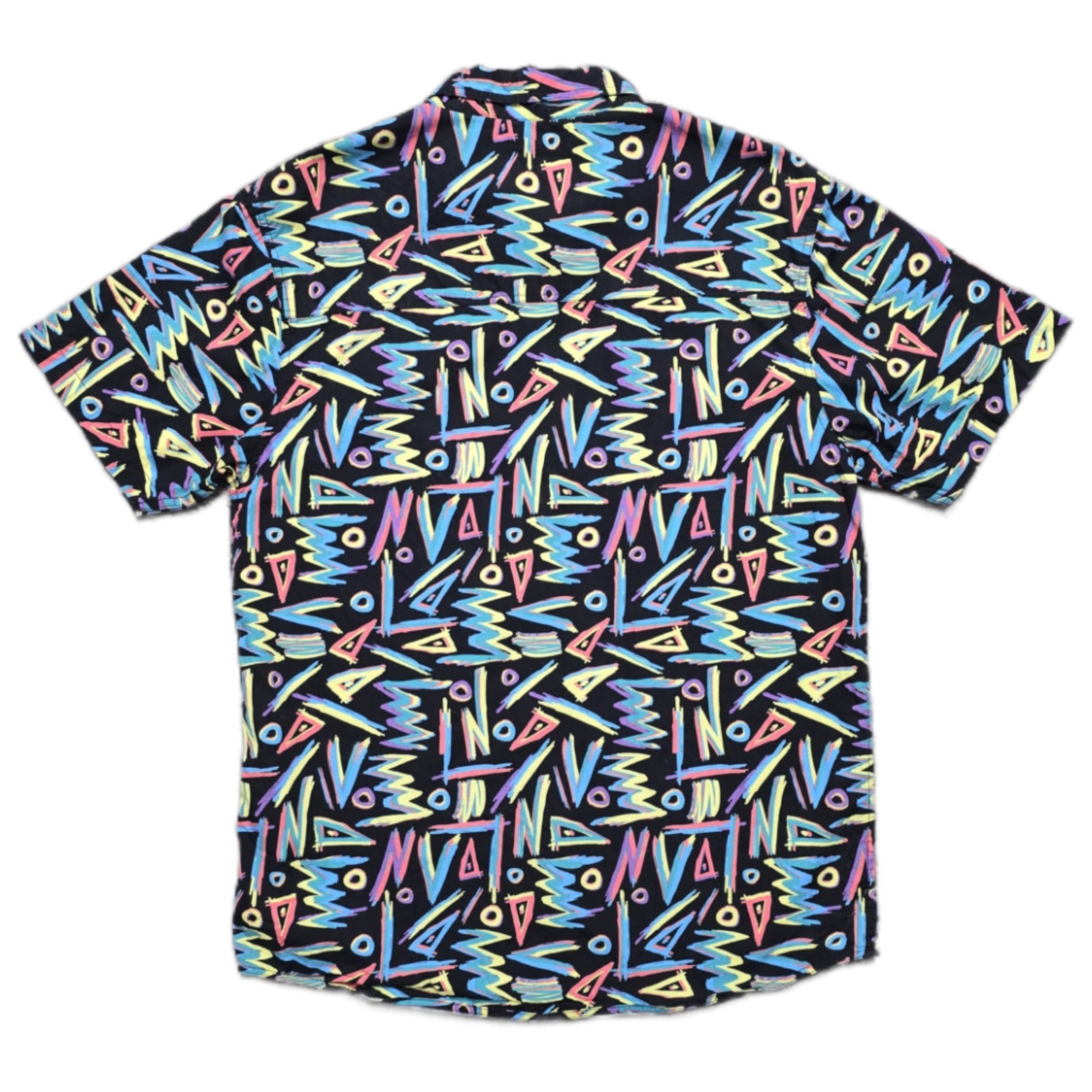 Empyre Geometric Abstract Button Up Shirt Mens Large Retro 90s Neon Skate Surf
