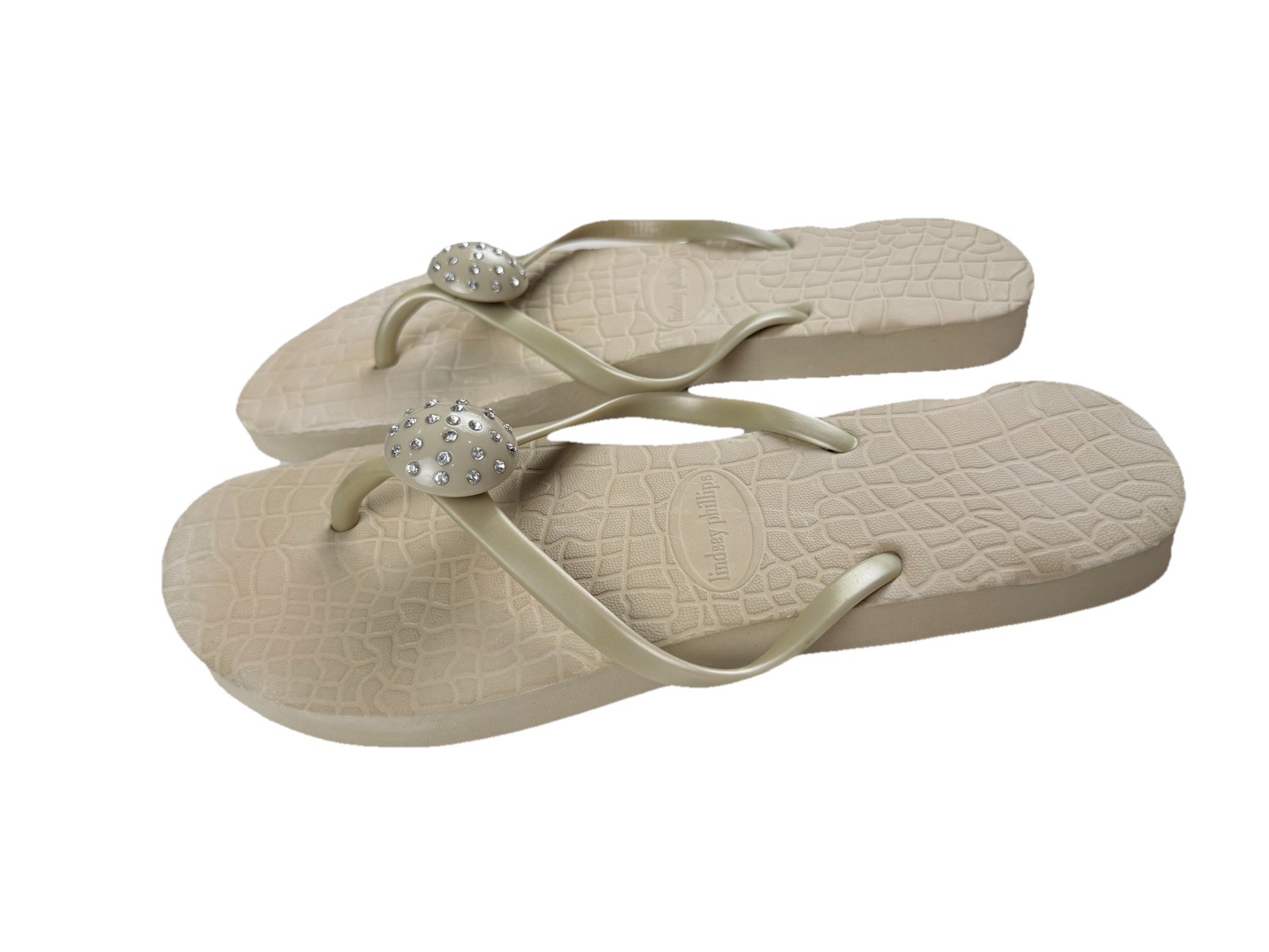 Lindsay Phillips Jordi Stone Thong Flip Flops Changeable Deco womens size
