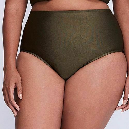 LANE BRYANT Olive Green Size 28 Tummy Control High Waist Swim Suit Bottom NWOT