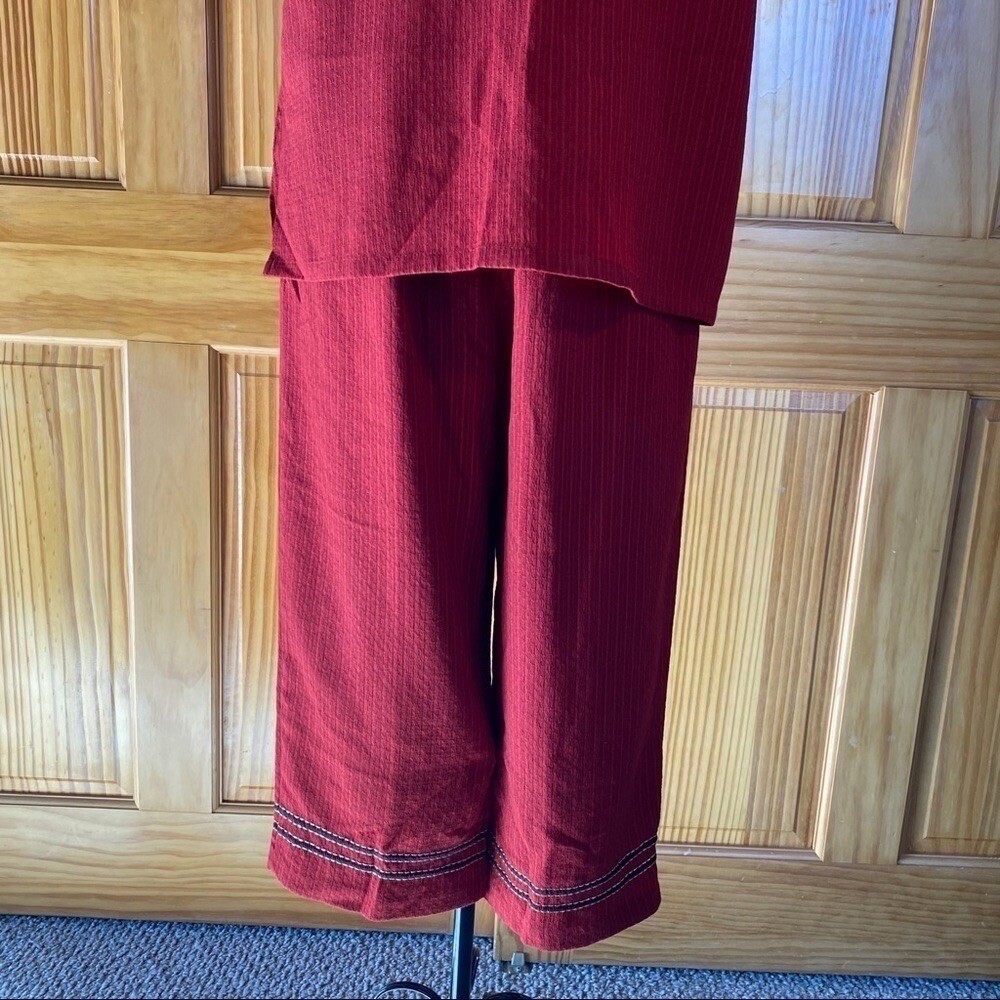 Napa Valley Vintage Top & Cropped Pants Embroidered Embellished Red & Black Med