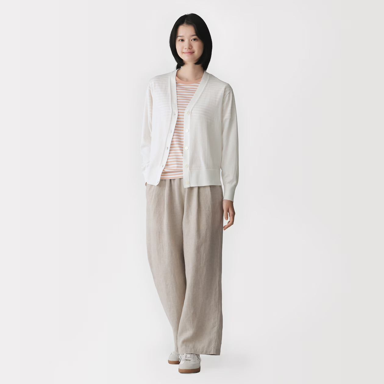 MUJI Womens UV Resistant V Neck Cardigan White FedEx