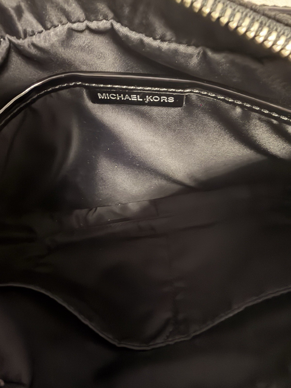 Michael Kors Black Logo Crossbody Bag Small, Adjustable Strap, Zip, Silver