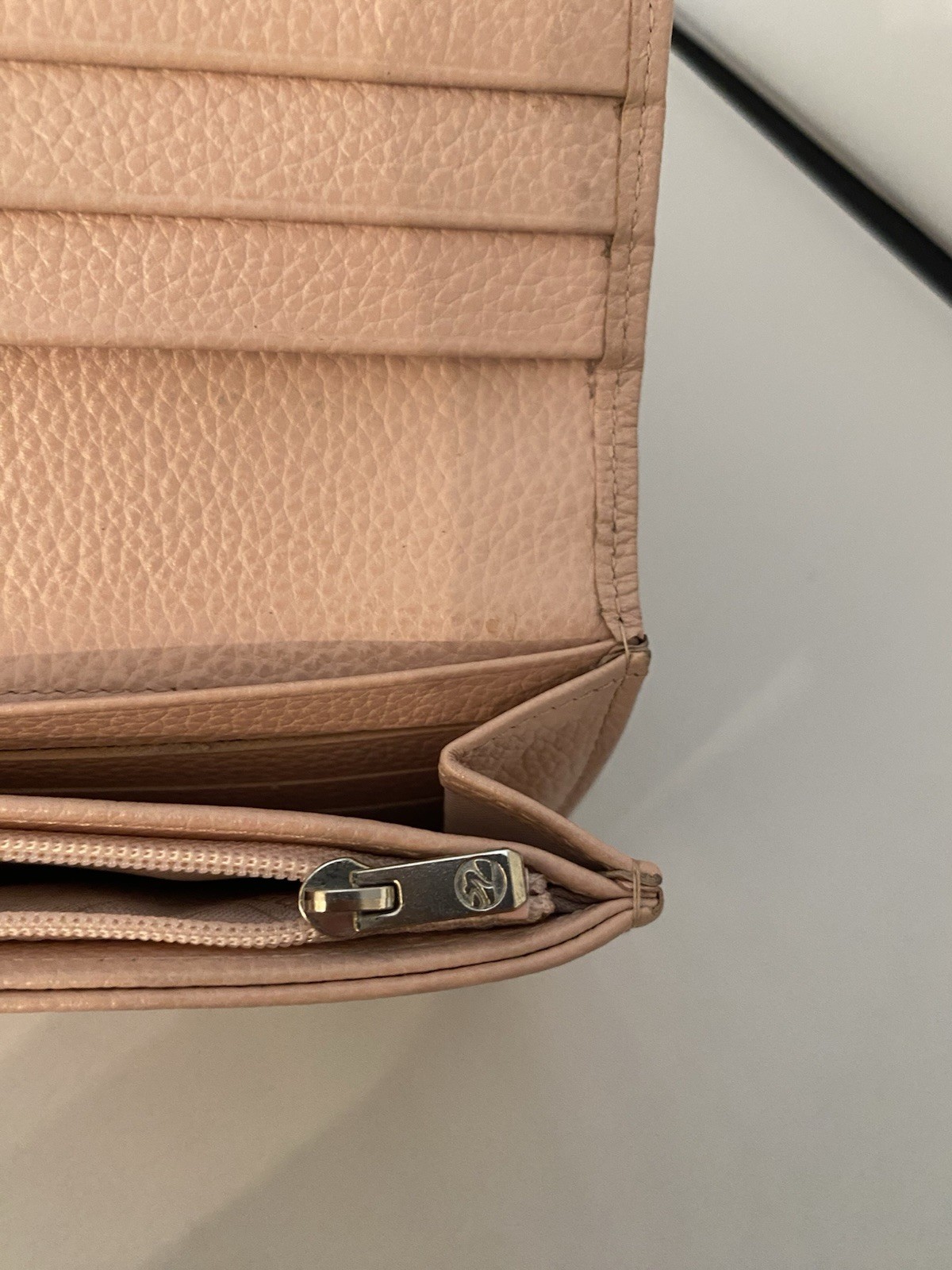 Longchamp Veau Foulonme Continental Leather Long Wallet,Powder Pink