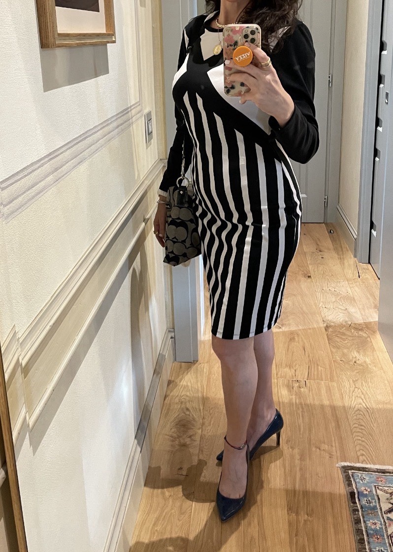 Black and White Tube Dress Woman Medium Size H&M Long Sleeve