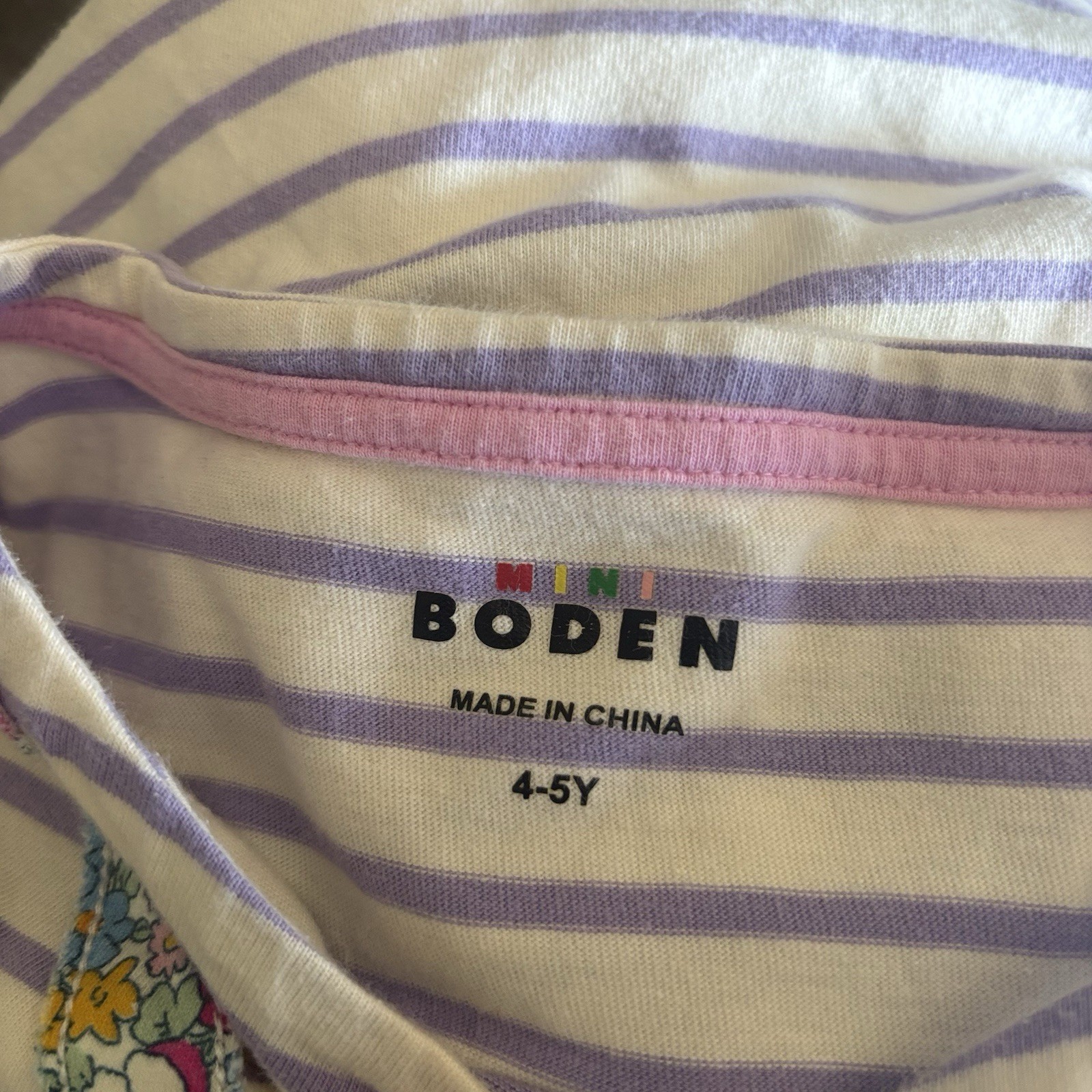 Mini Boden Striped Short Sleeve Cat Purse Tunic Top Size 4-5 Preppy School Play