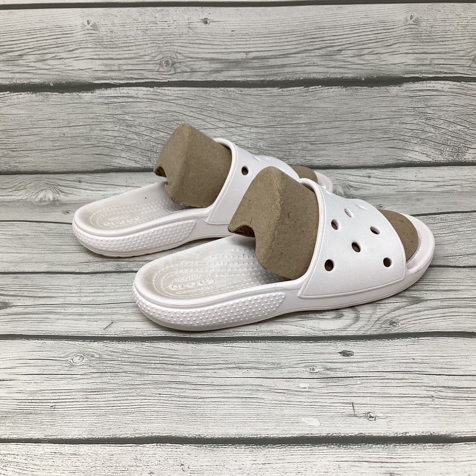 Crocs Classic Slide Sandals Slippers White Slip On Size W6 M4