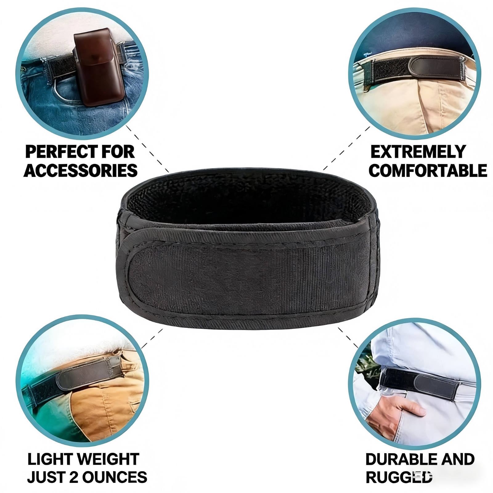 2PCS Buckle Free Elastic Waist Belt for Men Stretch Adjustable Comfort Fit