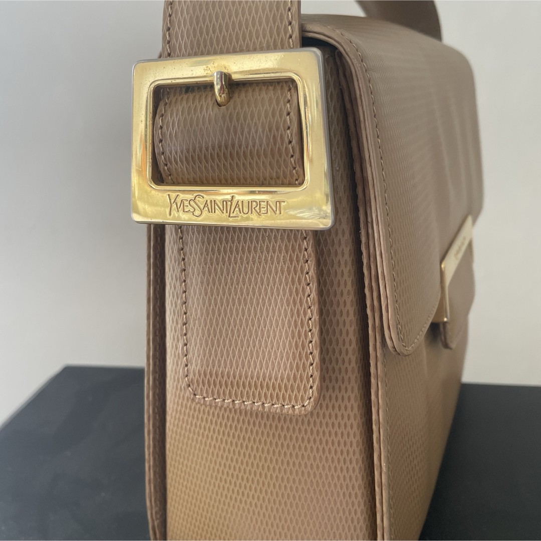 Yves Saint Laurent Vintage Shoulder Bag Beige Size: W:8.3 × H:7.9 in.