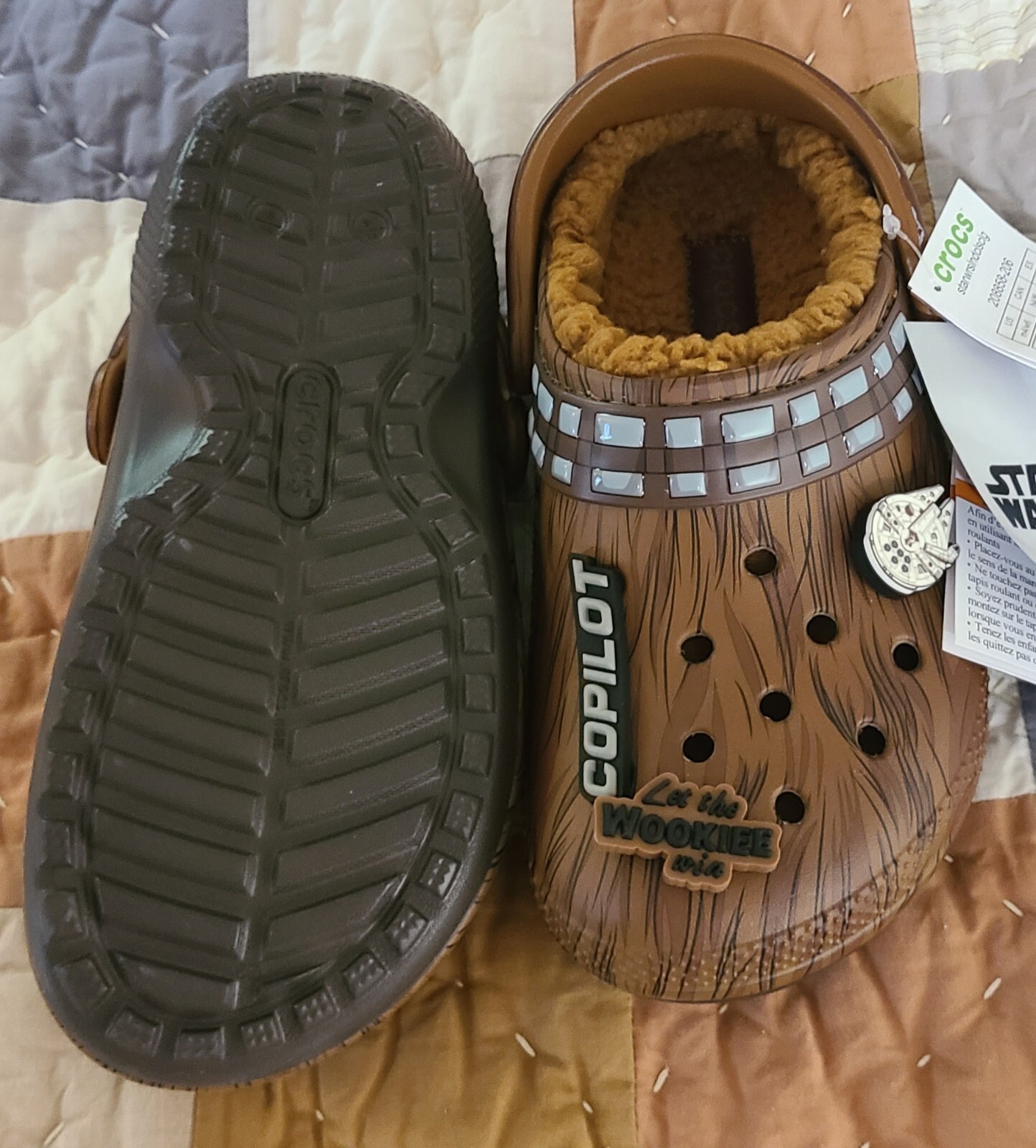NEW Star Wars Chewbacca X Crocs Classic Lined Clog Espresso 2023 Size W 6 / M 4