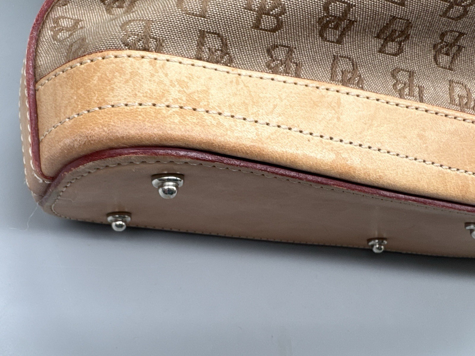 Dooney & Bourke Signature DB Tan Brown Shoulder Purse Tote Bag Handbag