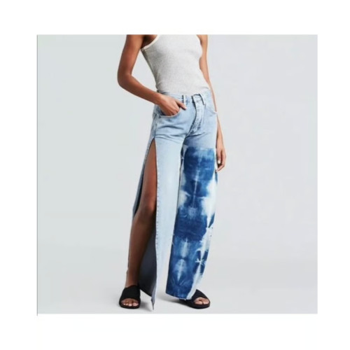 Levi’s Made & Crafted Slit Straight Leg Jeans Women’s 26 Blue Tie-Dye $248 Nwt