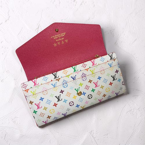Louis Vuitton White Multicolor Sarah Long Wallet Snap Button