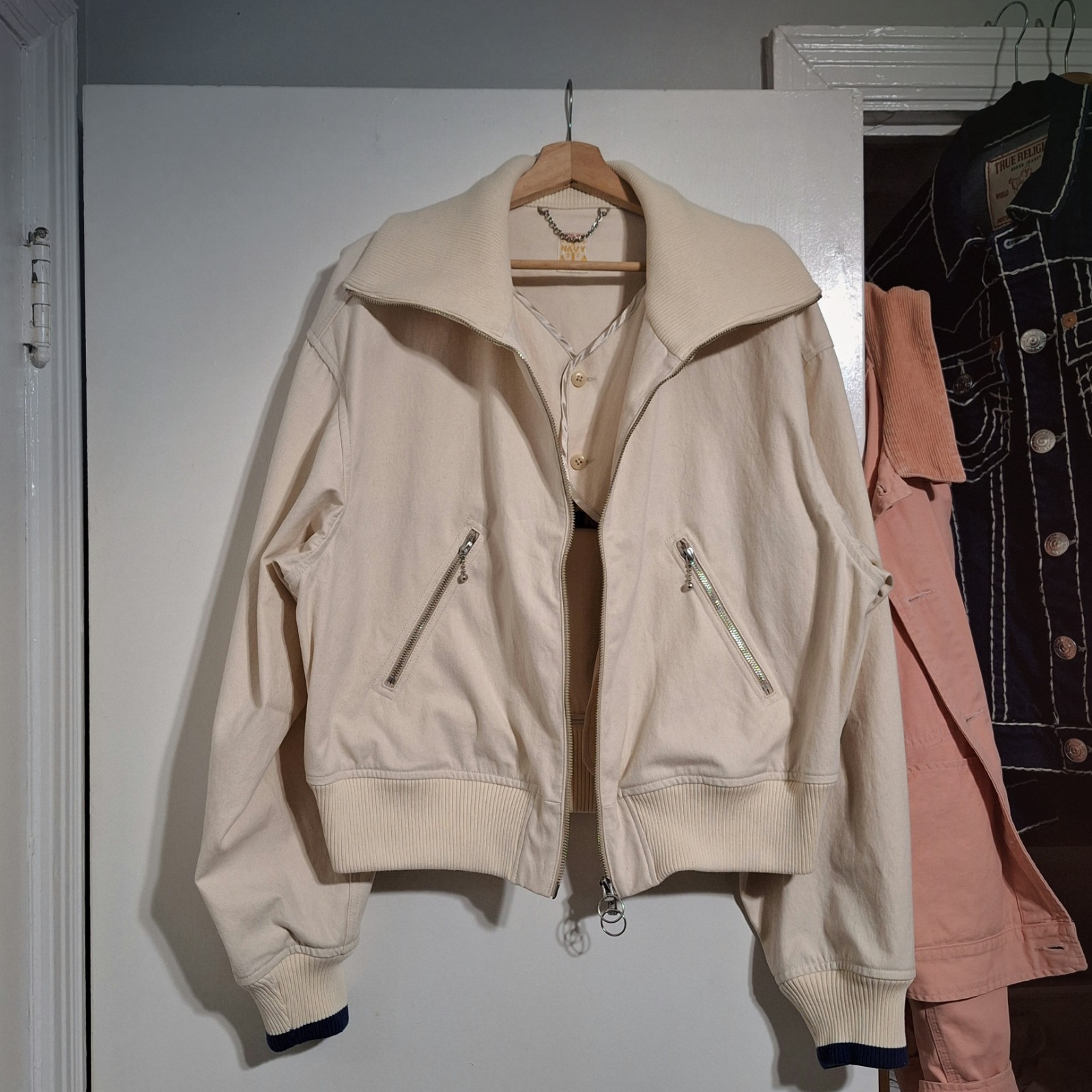 Kapital Water Repellant White Canvas Double Zip Beacon Jacket Size 3