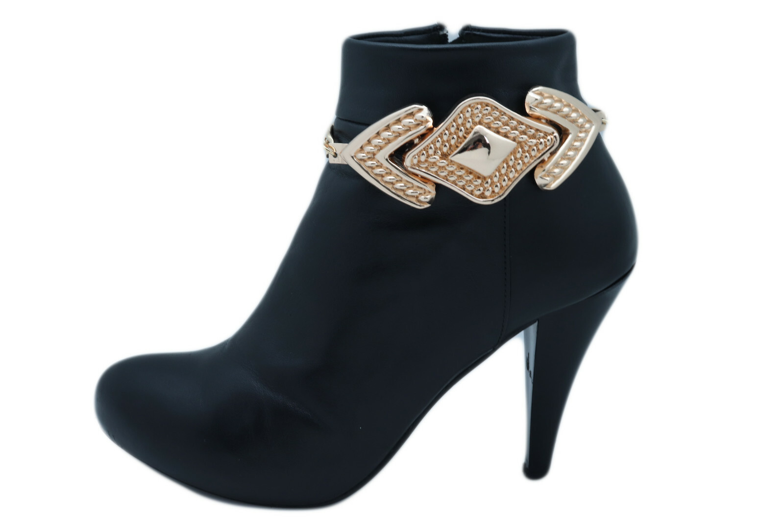 Women Gold Color Metal Chain Boot Bracelet Western Shoe Anklet Arrow Bling Charm