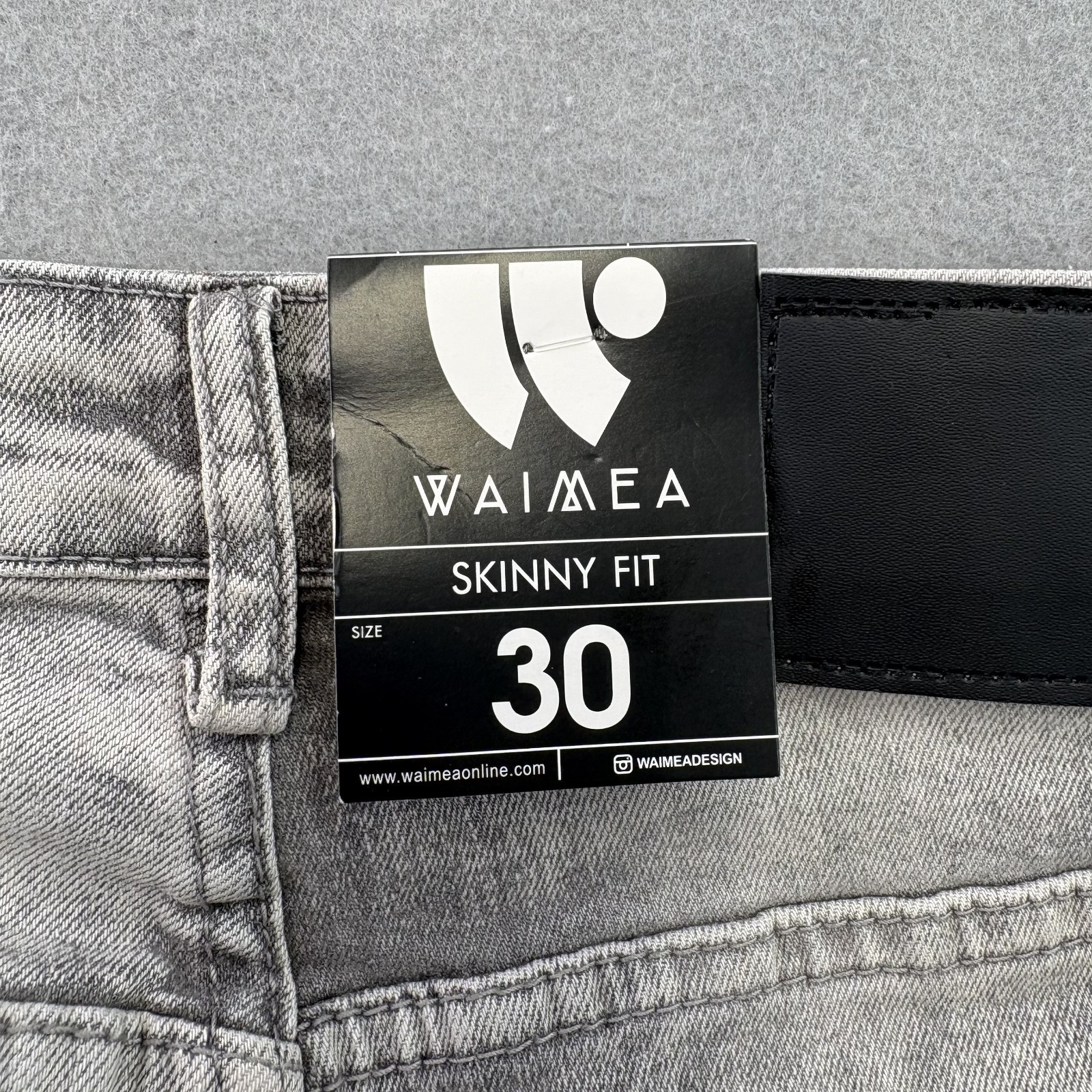 WAIMEA Denim Jeans Mens Size 30 Gray Skinny Fit Distressed Moto NWT