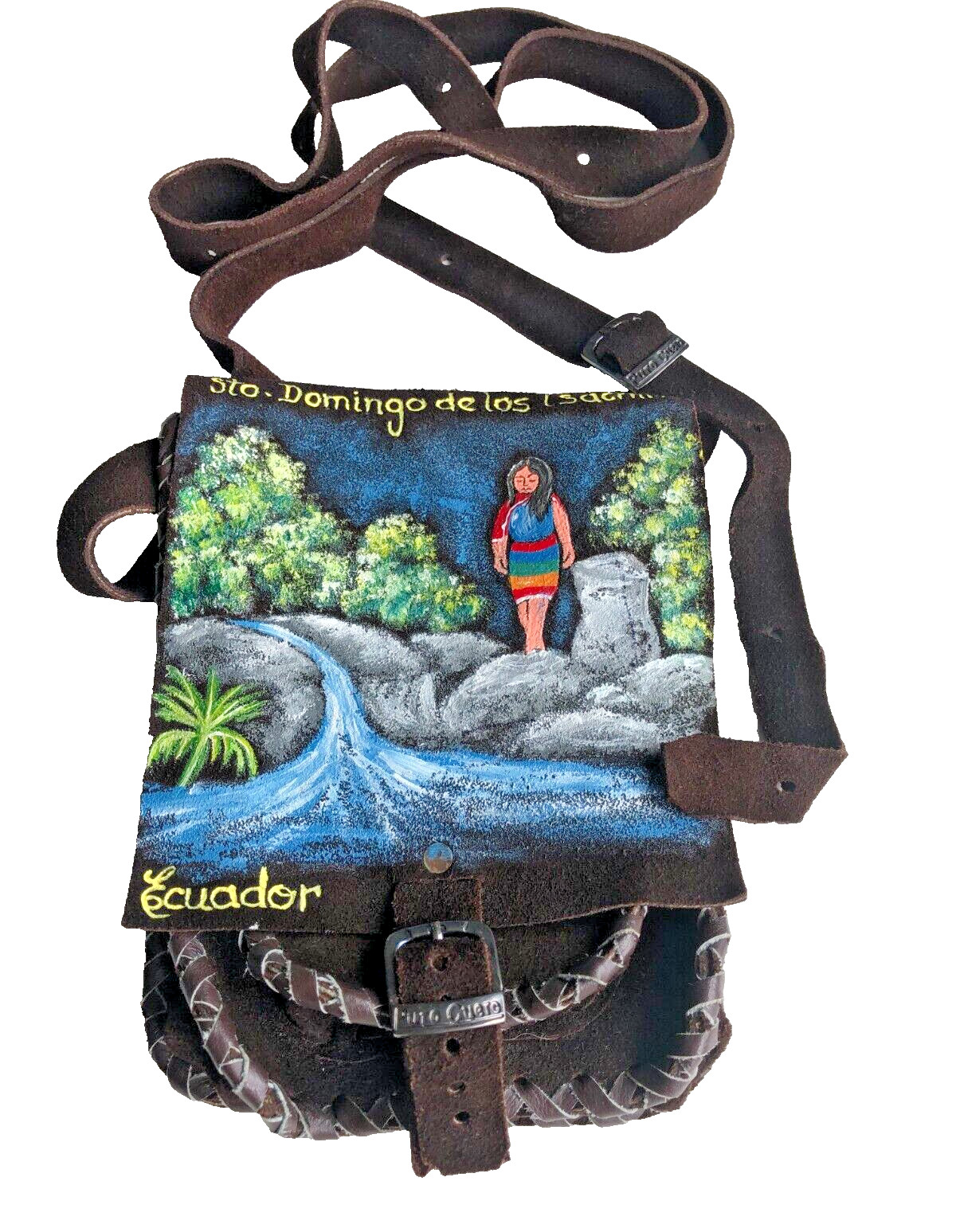 Bag Hand Made Ethnic Indio Hippie Suede Brown Ecuador