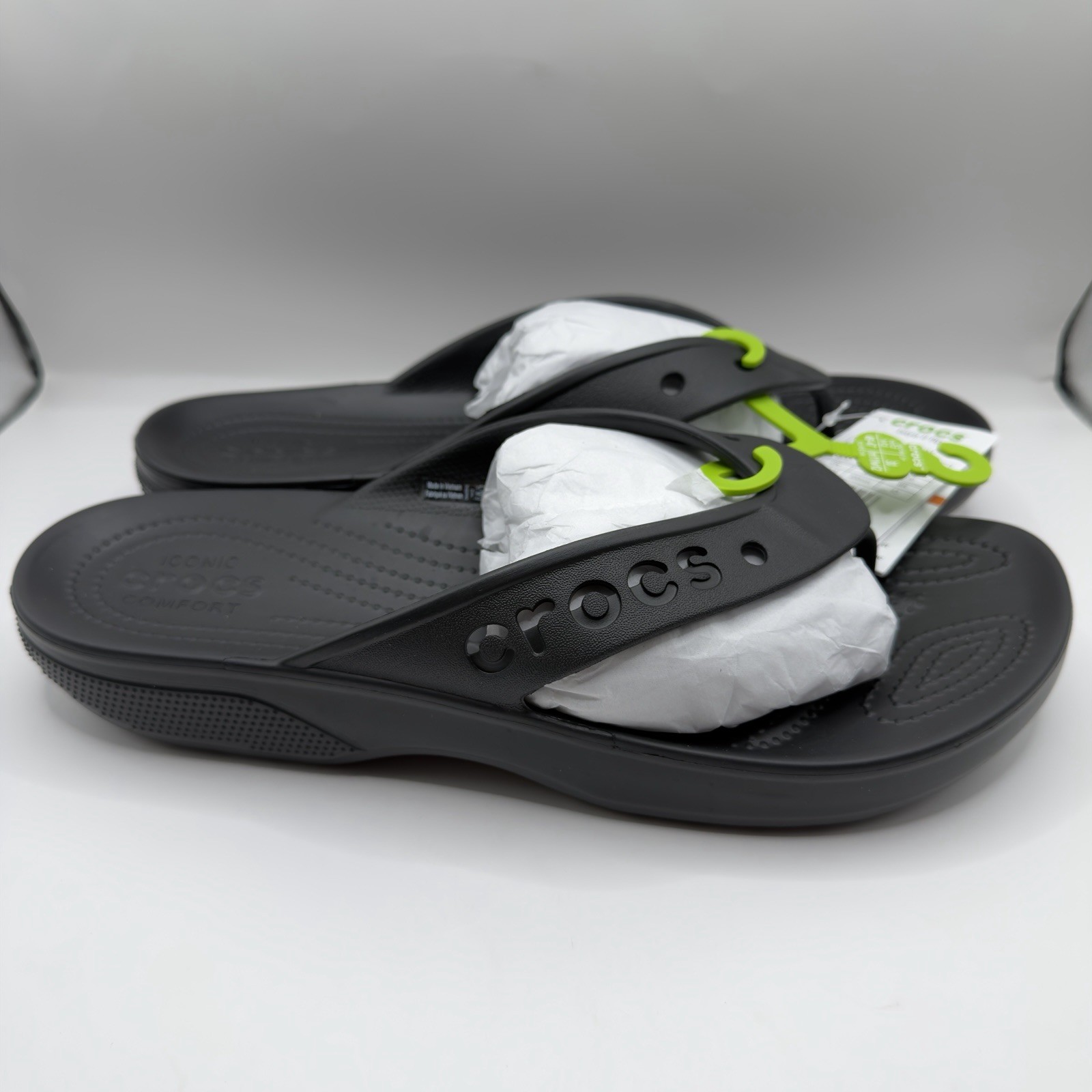 Crocs Adult Men’s Baya II Flip Flop Sandals Black US Mens Size 12 NEW