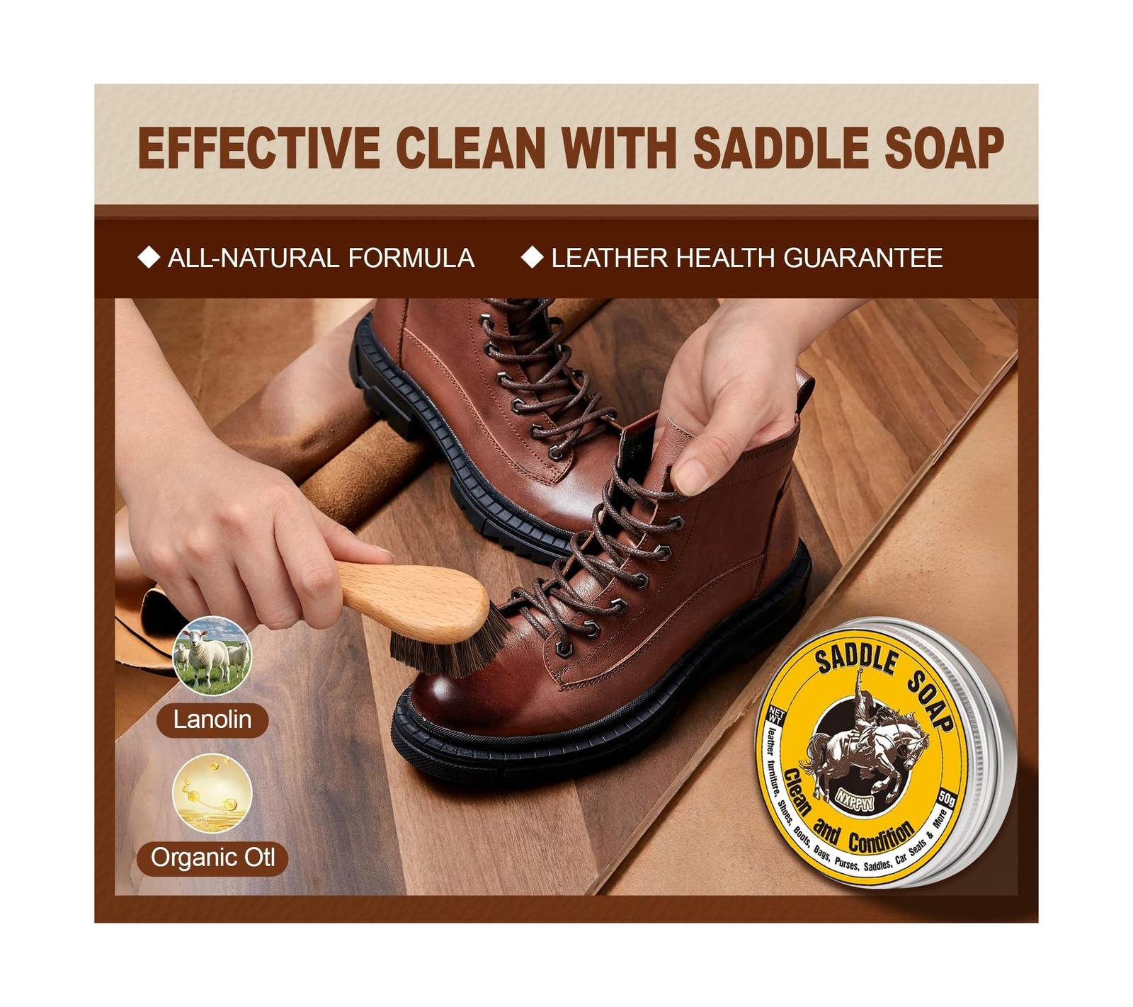 Leather Boot Care Kit, Mink Oil & Saddle Soap for Leather Cleaning & Leather …
