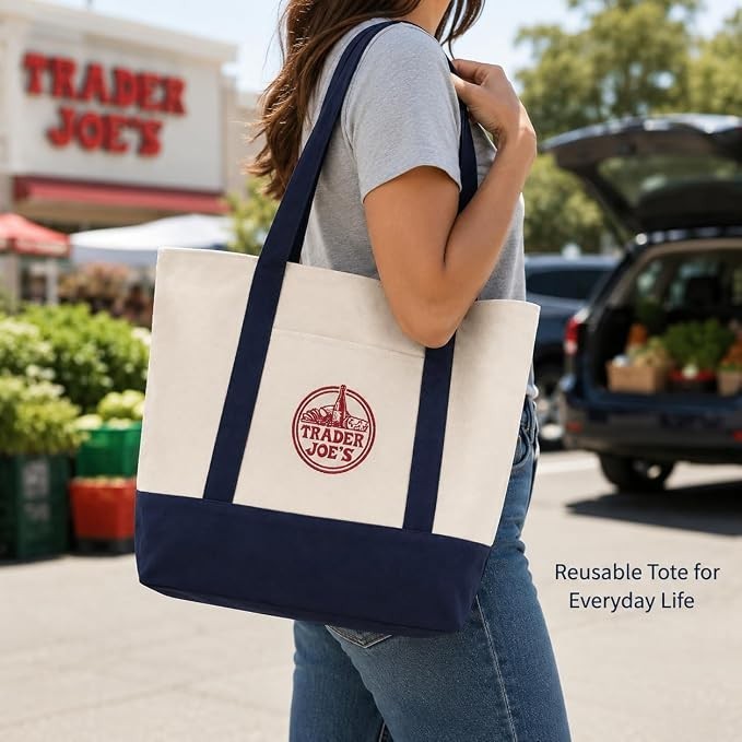 🛍️Trader Joe’s Large Canvas Tote Bag👜 ✨BRAND NEW WITH TAG✨