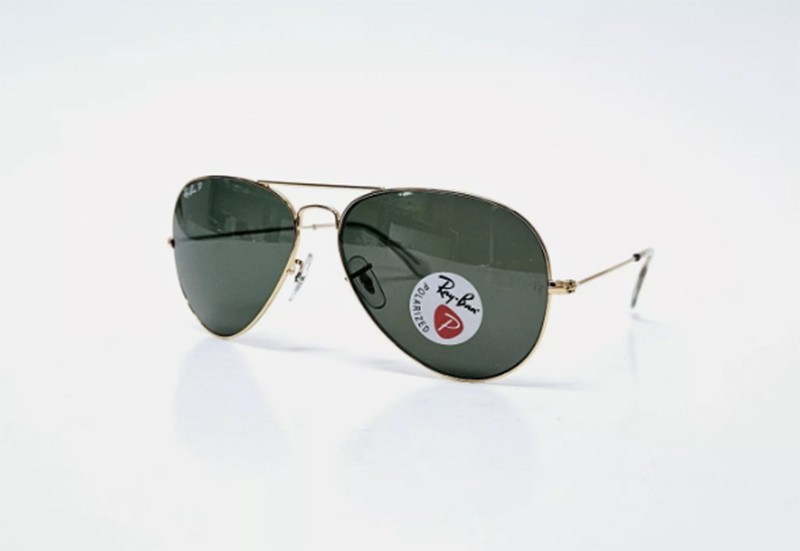 Ray-Ban Sunglasses RB3025 Aviator Classic Gold Frame Polarized Green Lens 58mm.