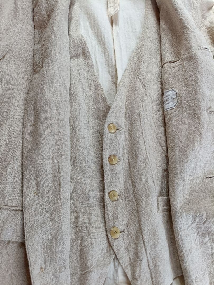 ECOLE DE CURIOSITES Linen Ramie Tightly Woven Jacket Size M Washed Out Finish