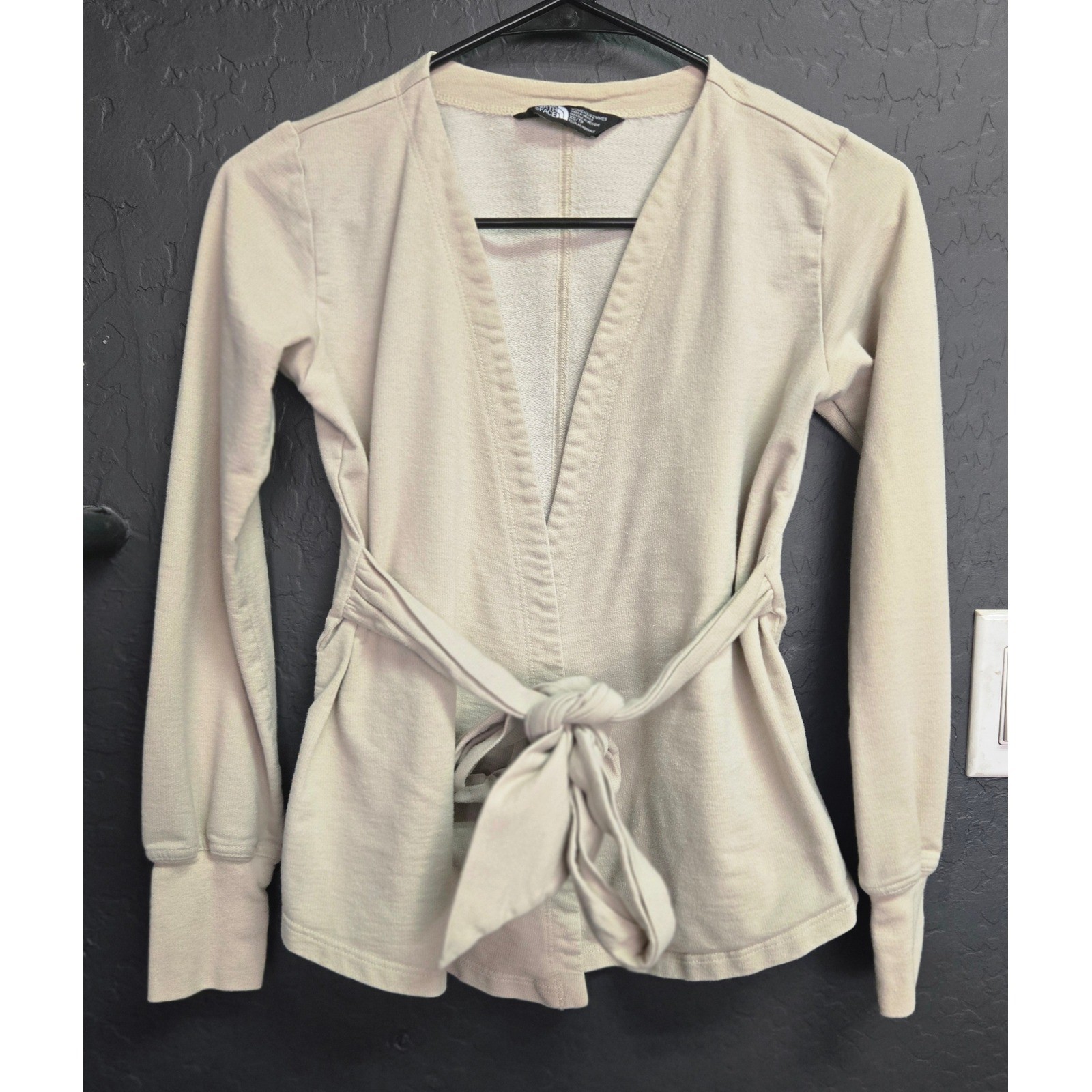 The North Face Womens XS Beige Heather Wrap Cardigan Tie Waist