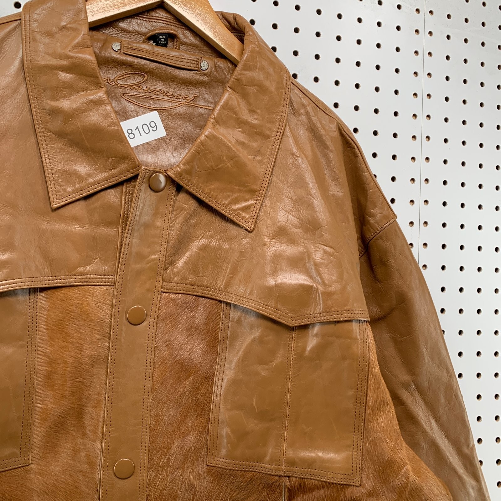 Vintage Davoucci Leather Jacket Men 6XL Brown Hair On Hide 80s 90s Rodeo Western