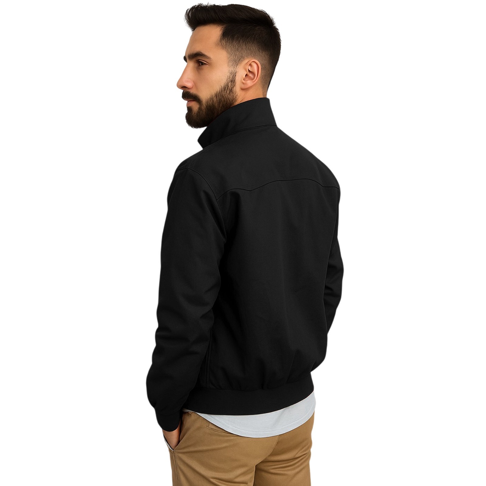 Urban Road Mens Mod Blouson Jacket Zip Front Ribbed Hem Lightweight Casual Coat