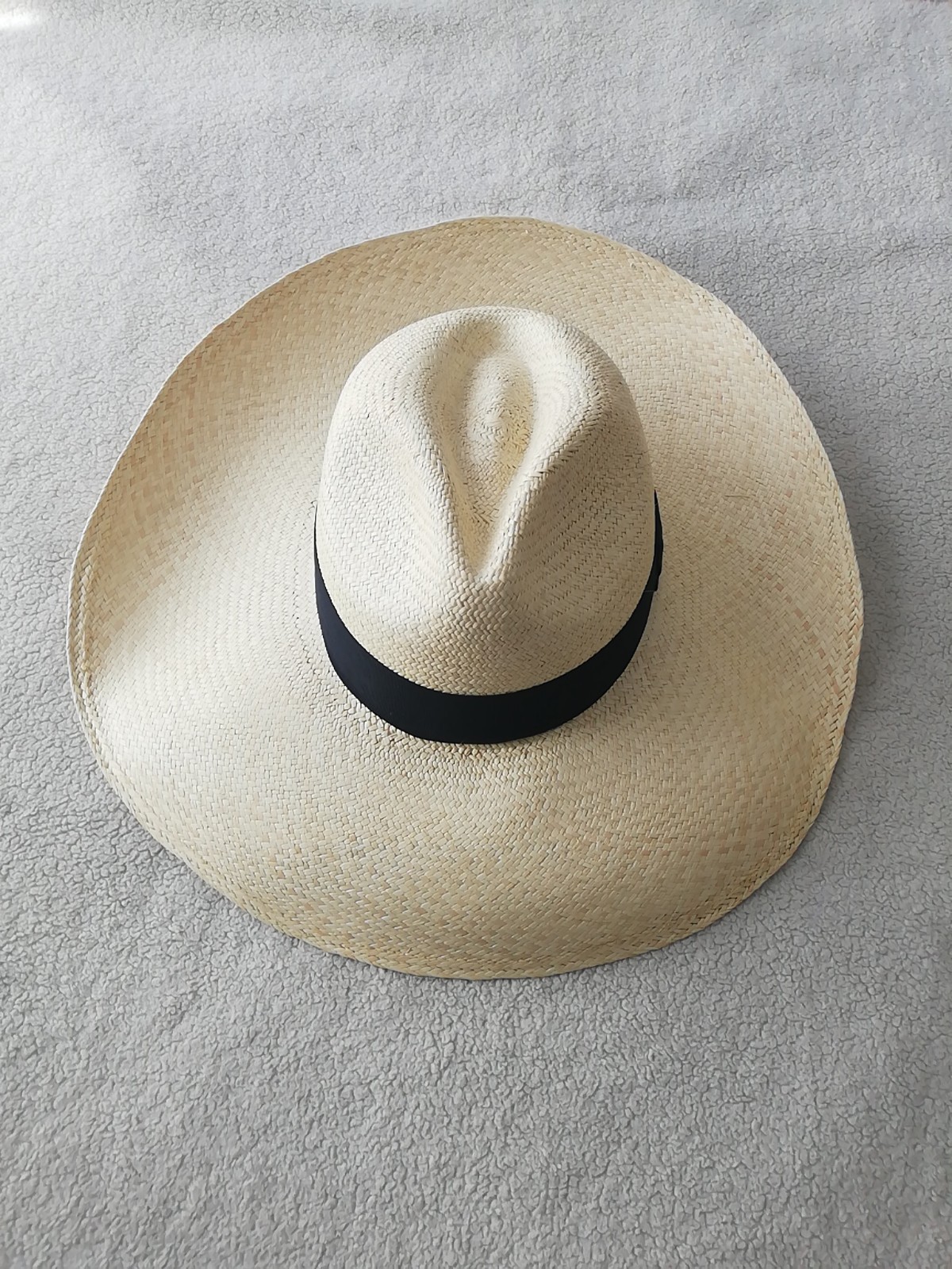 GENUINE ECUADOR HAT “PANAMA HAT” 100% TOQUILLA STRAW LARGE 60Cm CLASSIC BEIGE