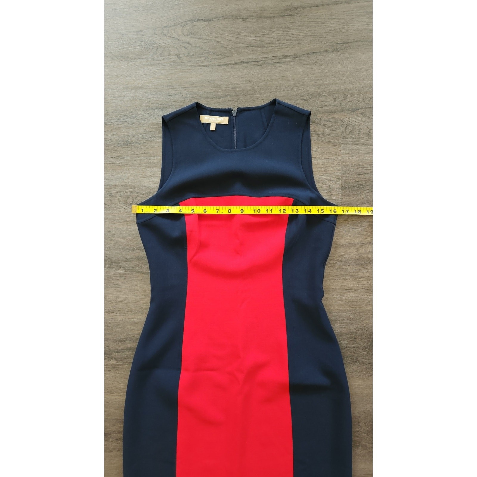 Michael Kors Italy Navy Red Colorblock Virgin Wool Tailored Sheath Dress Size 6