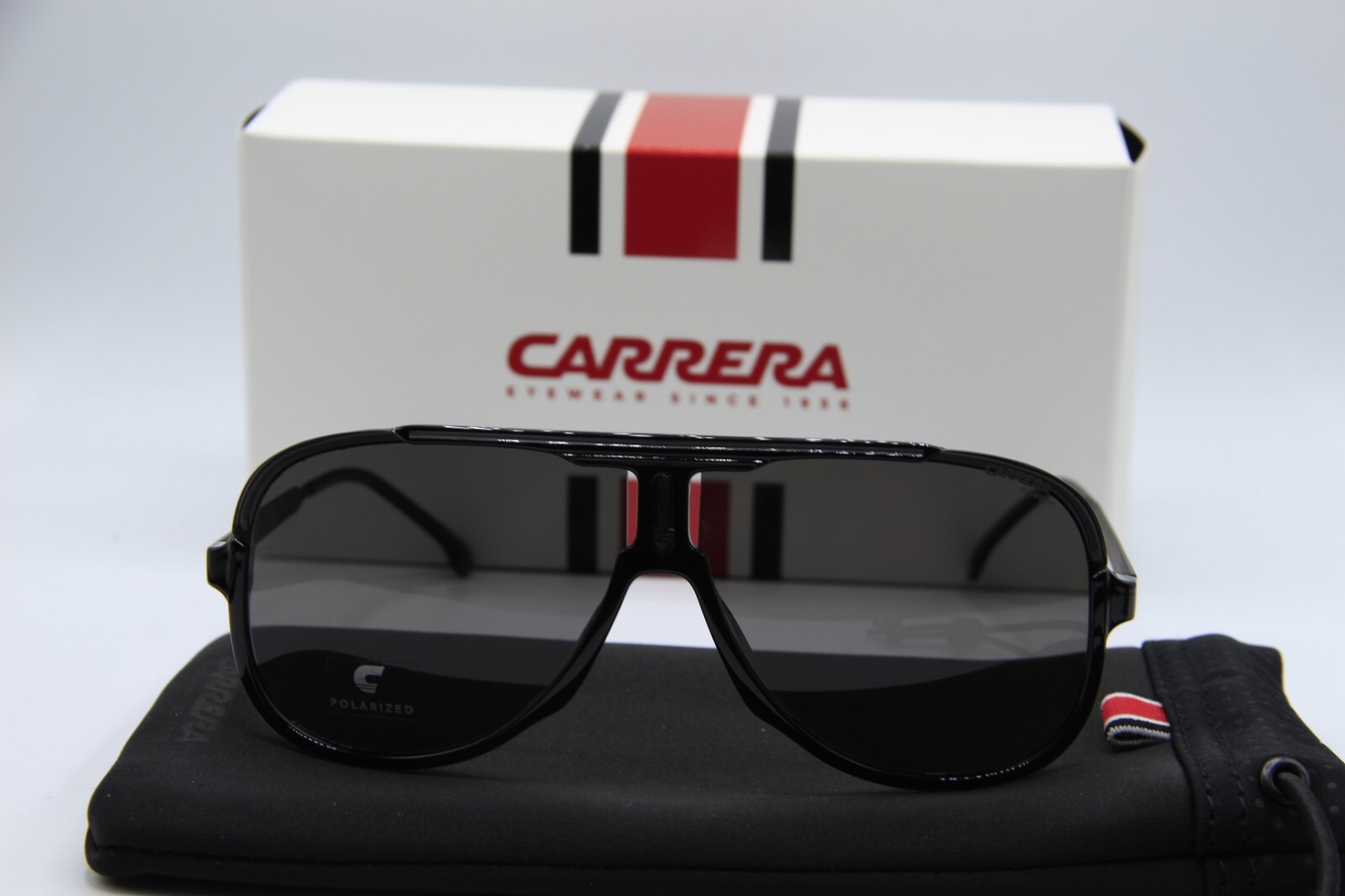 NEW CARRERA 1059/S 08AM9 POLARIZED BLACK AUTHENTIC SUNGLASSES W/CASE 64-11