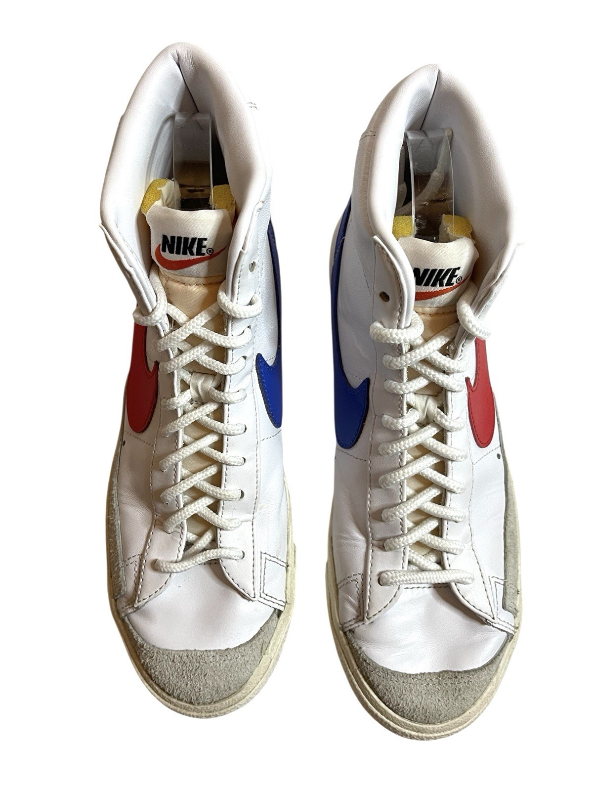 NIKE BLAZER MID ‘77 Mens 8.5 Vintage Style White Red Blue Hi-Top Retro Sneakers