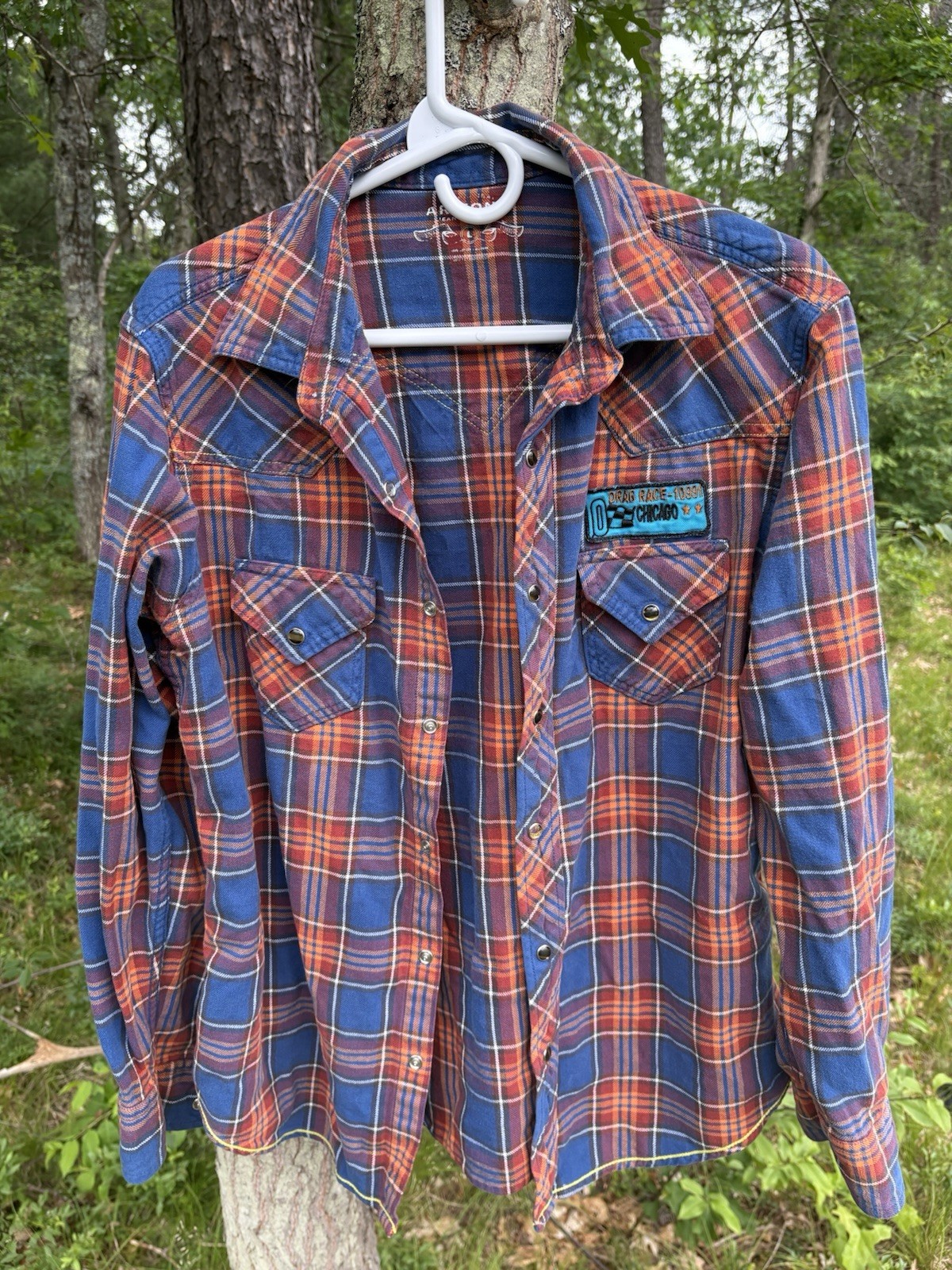 Arizona Jeans Co Flannel Shirt Mens S Plaid Long Sleeve Graphic Button Up Flaw