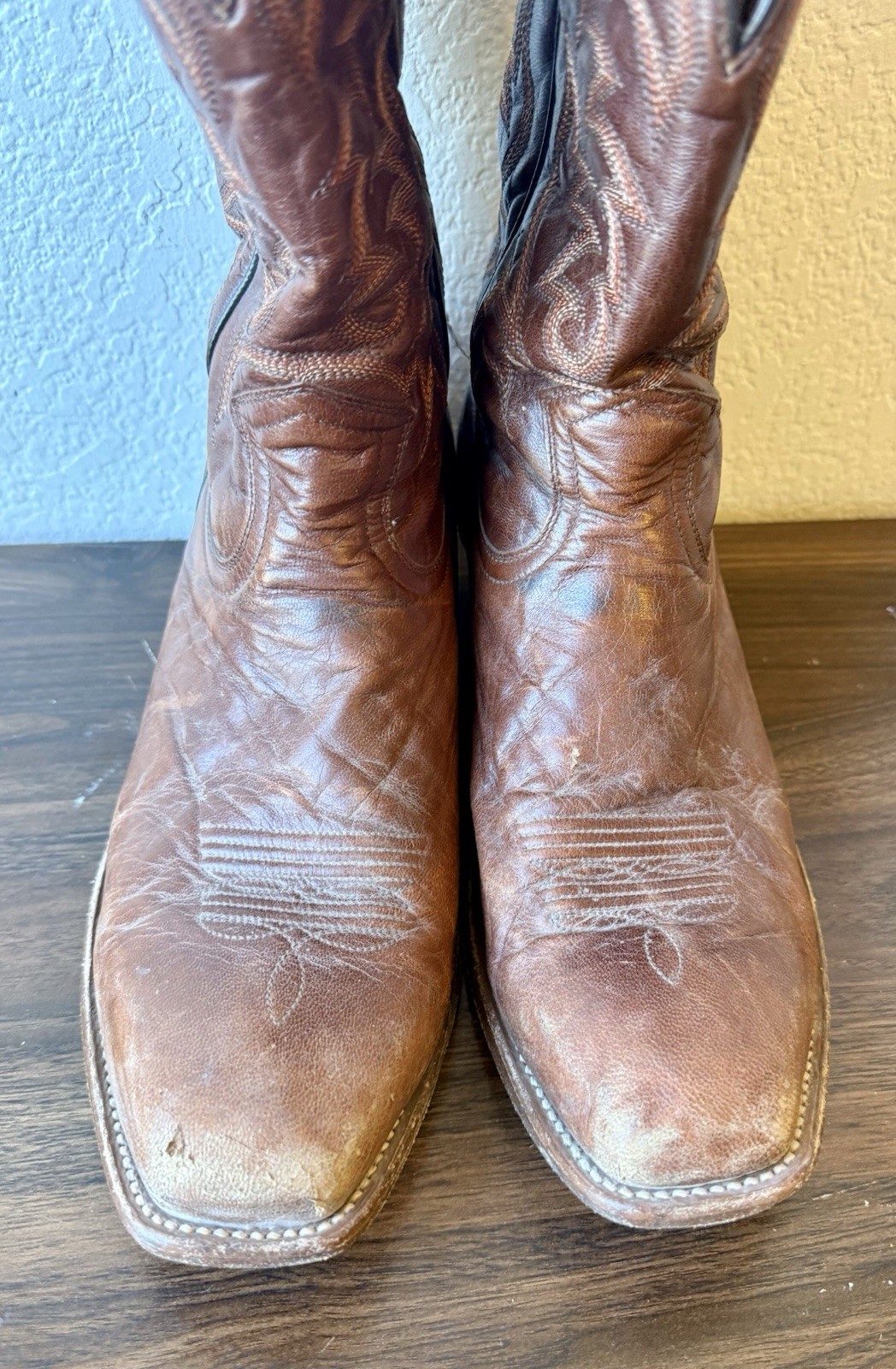 Moon Shine Spirit Men’s Cowboy Boots Brown Leather Size 12D Made In Mexico
