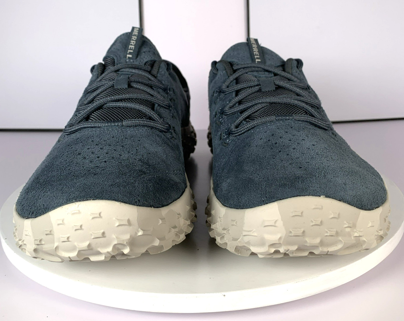 Merrell Mens Wrapt Slate Blue Gray Barefoot Minimalist Suede Sneaker Shoes, 13