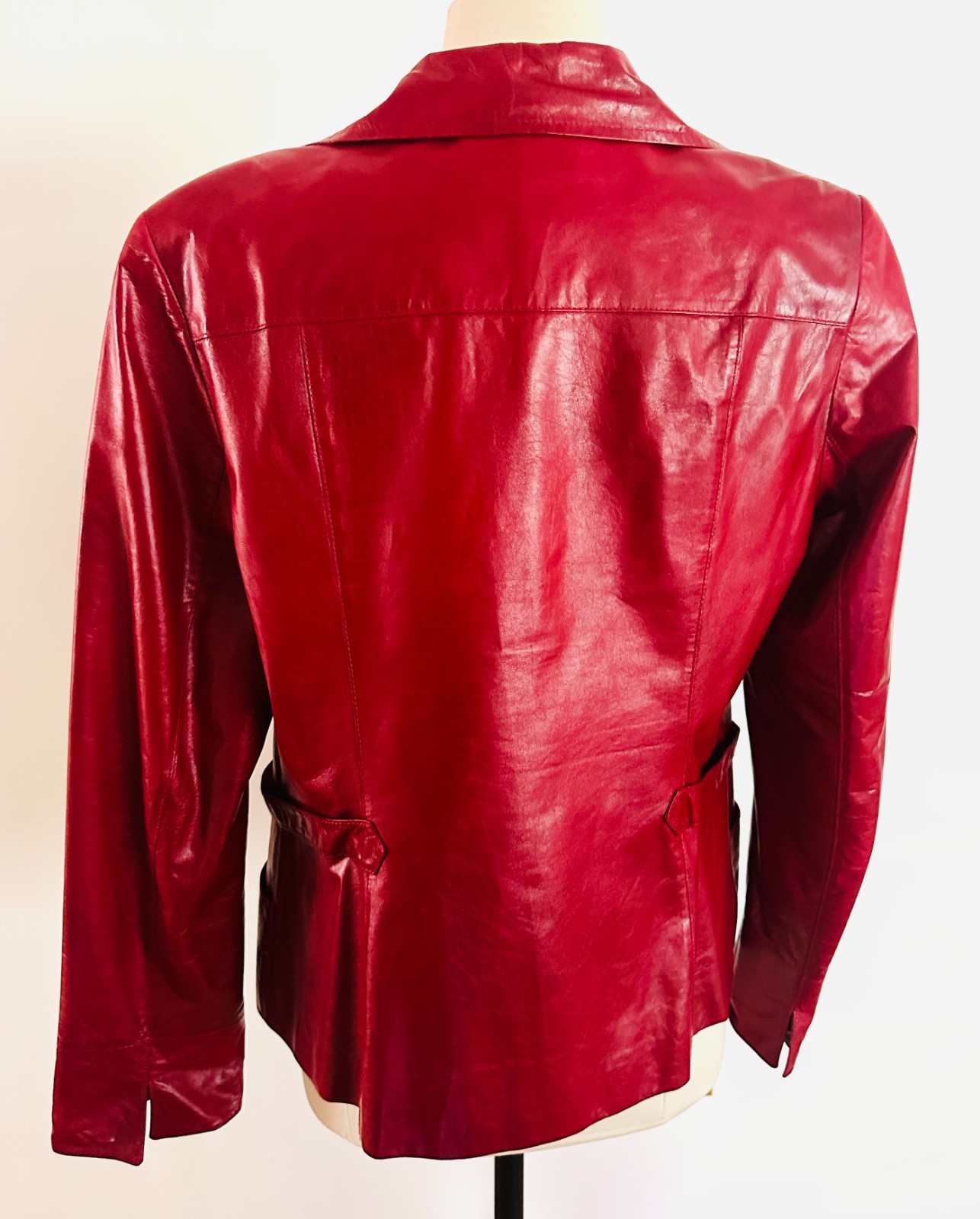Lafayette 148 NY Burgundy Stylish Lambskin Collared Leather Jacket Zip 8