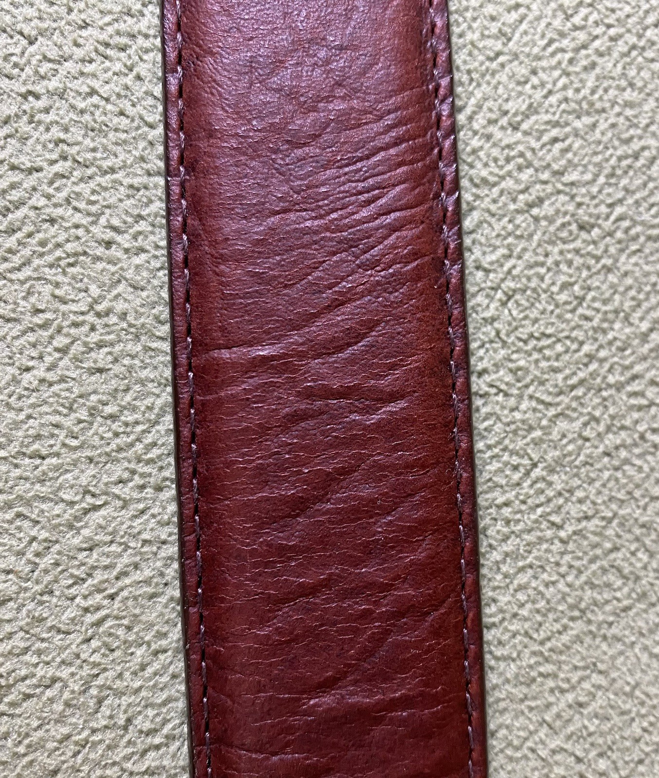 Orvis Mens Sz 40 Medium Brown American Bison Belt Tapered End Gold Buckle USA