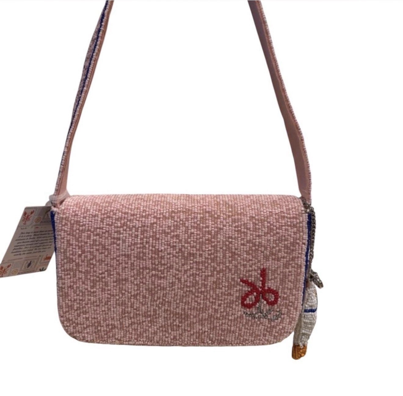 Viral Pink Beaded Sardines Shoulder Bag w/sardine bag charm