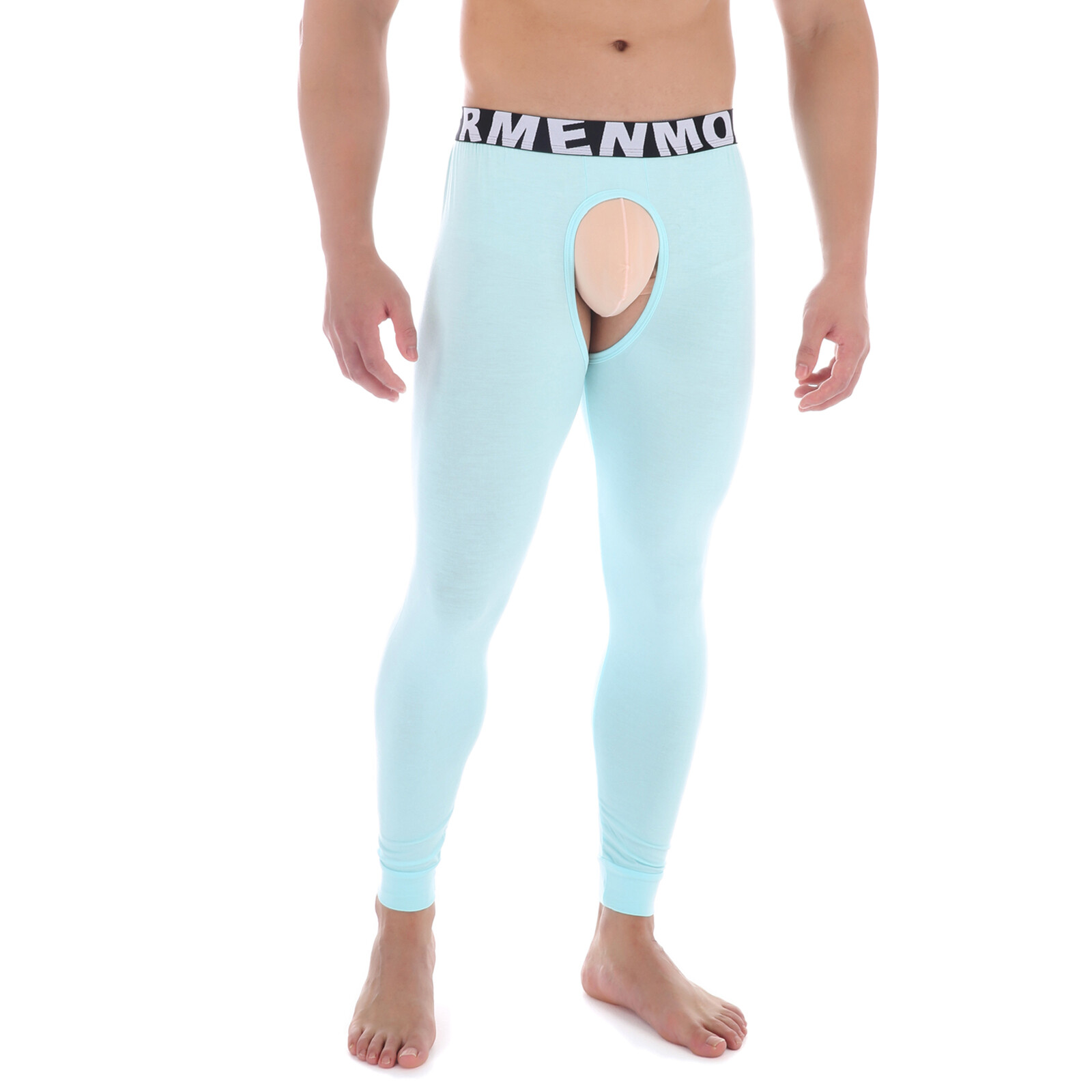Men Long Johns Thermal Underwear Leggings Open Crotch Pants Pajamas Modal