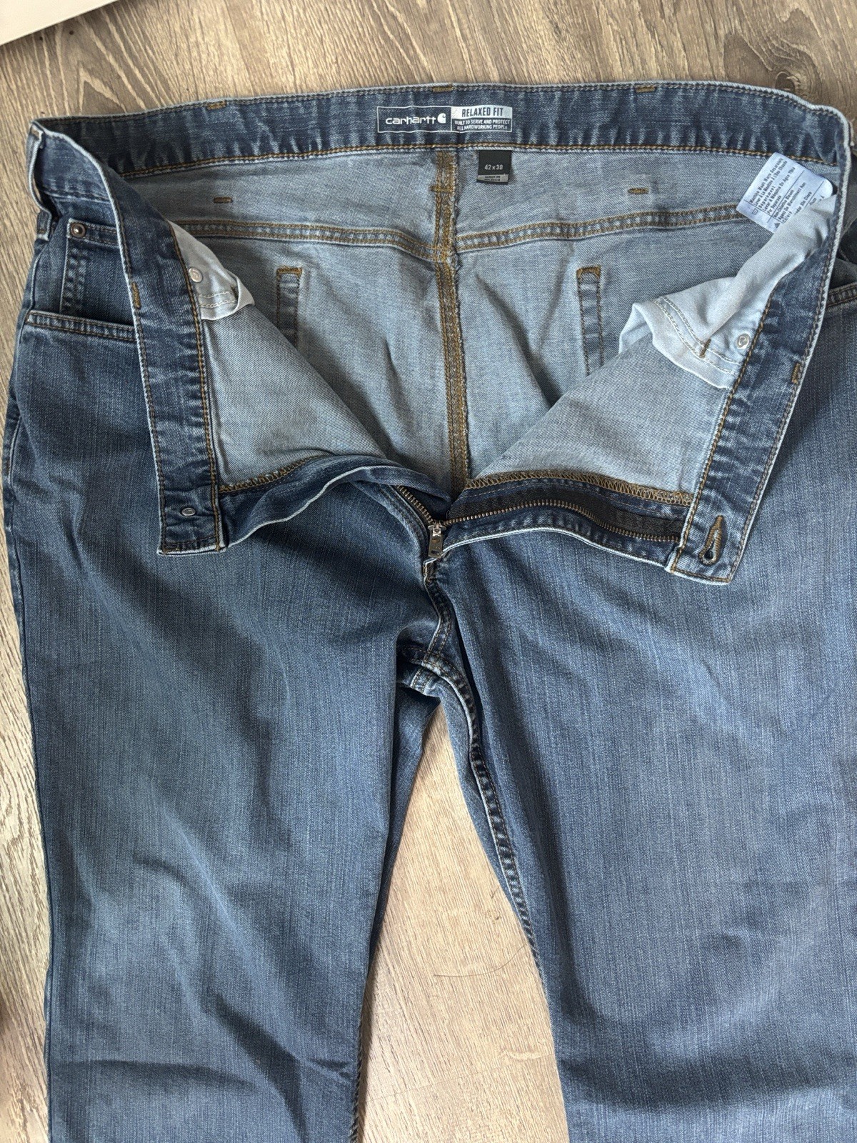 Carhartt Rugged Flex Relaxed Fit Jeans Dark Blue Denim Sz 42×30 Stretch