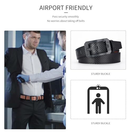 Big Buckle Reversible Leather Belt | TSA Approved, Hypoallergenic, Non-Metal