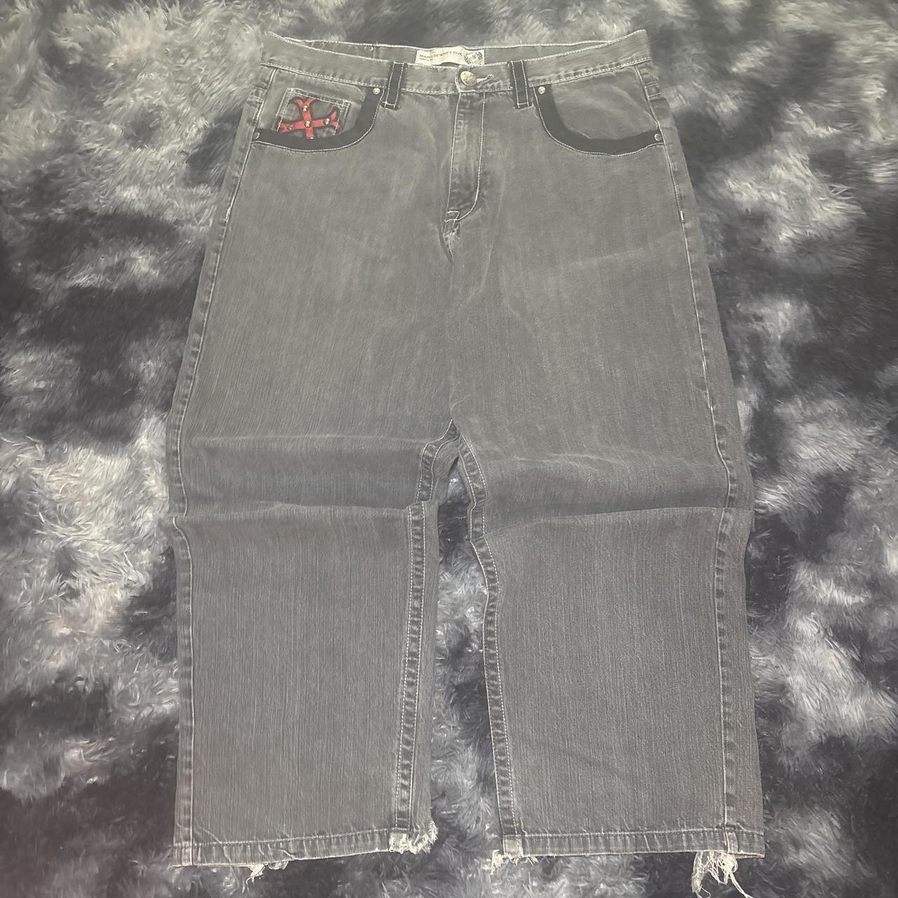 Y2K MARQ SEVENTY FIVE EMBROIDERED BAGGY JEANS GRAIL Size 42